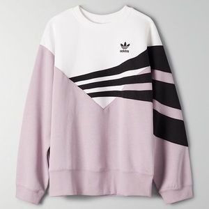 Adidas Lilac & White 90s Inspisred Crewneck Sweater in size SX